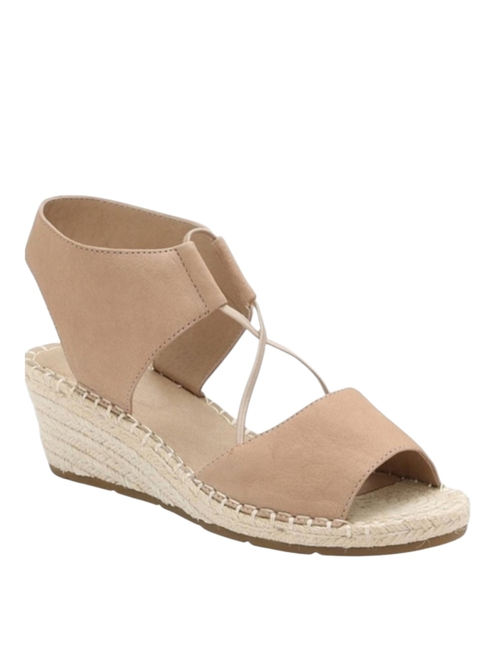 Eileen Fisher Agnes Espadrille Wedge Sandals Beige Leather Open Toe 9.5